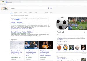 Google Suchergebnis für die Anfrage "Football" vom Standort Berlin (Deutschland) aus